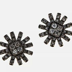 Colleen Lopez HSN  .25ctw Sterling Silver Gray Genuine DIAMOND Sunburst Earr…